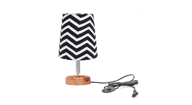 Ursel Black & White Cotton Shade Table Lamp With Brown Mango Wood Base by Urban Ladder - Front View Design 1 - 531754