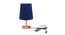 Aldis Blue Cotton Shade Table Lamp With Brown Mango Wood Base (Wooden & Blue) by Urban Ladder - Front View Design 1 - 531756