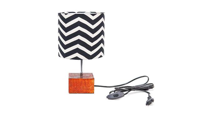 Ian Black & White Cotton Shade Table Lamp With Brown Mango Wood Base by Urban Ladder - Front View Design 1 - 531759