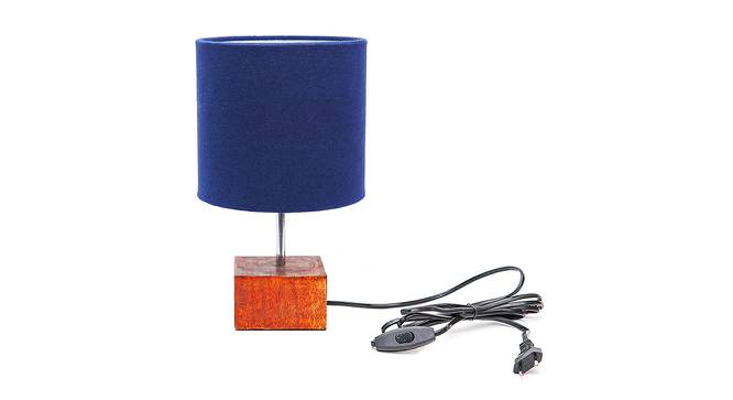 Crawford Blue Cotton Shade Table Lamp With Brown Mango Wood Base (Wooden & Blue) by Urban Ladder - Front View Design 1 - 531762