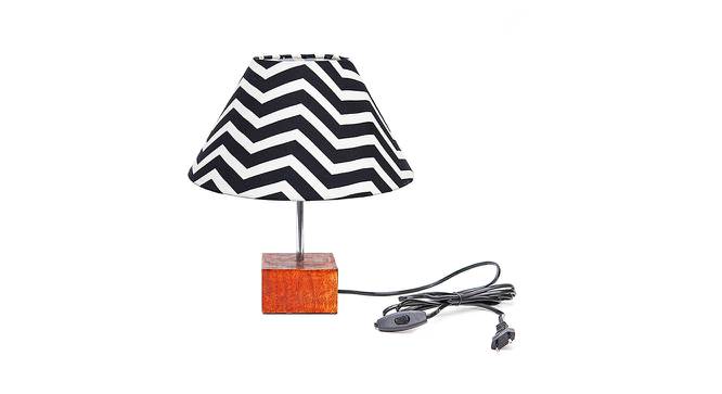 Vinnie Black & White Cotton Shade Table Lamp With Brown Mango Wood Base by Urban Ladder - Front View Design 1 - 531764