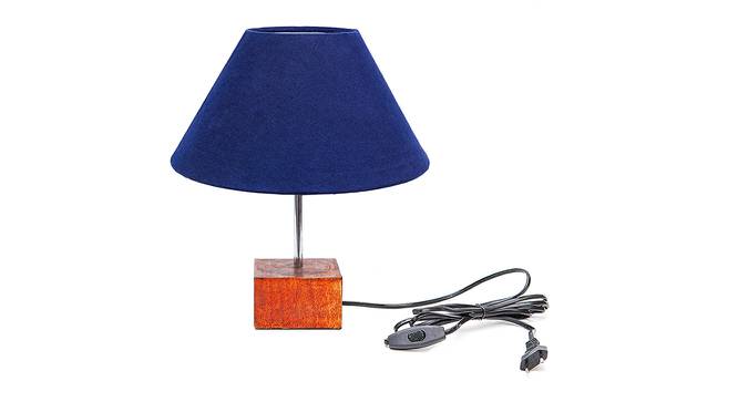 Vinny Blue Cotton Shade Table Lamp With Brown Mango Wood Base (Wooden & Blue) by Urban Ladder - Front View Design 1 - 531765