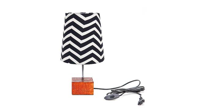 Helena Black & White Cotton Shade Table Lamp With Brown Mango Wood Base by Urban Ladder - Front View Design 1 - 531766