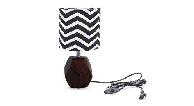 Ivy Black & White Cotton Shade Table Lamp With Brown Mango Wood Base by Urban Ladder - Front View Design 1 - 531768