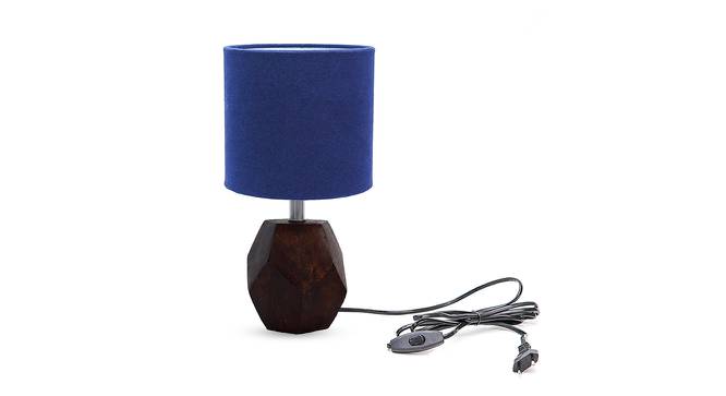 Maeve Blue Cotton Shade Table Lamp With Brown Mango Wood Base (Brown & Blue) by Urban Ladder - Front View Design 1 - 531769