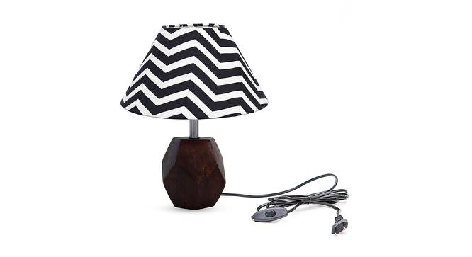 Reese Black & White Cotton Shade Table Lamp With Brown Mango Wood Base by Urban Ladder - Front View Design 1 - 531771