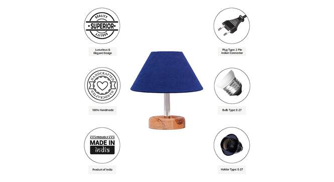 Ercole Blue Cotton Shade Table Lamp With Brown Mango Wood Base (Wooden & Blue) by Urban Ladder - Cross View Design 1 - 531783