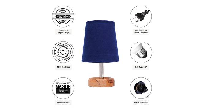 Aldis Blue Cotton Shade Table Lamp With Brown Mango Wood Base (Wooden & Blue) by Urban Ladder - Cross View Design 1 - 531785