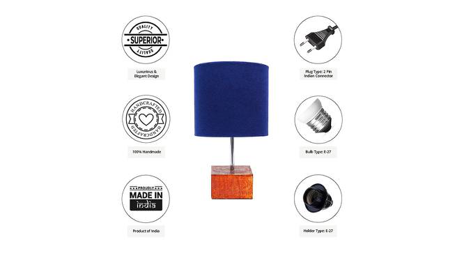 Crawford Blue Cotton Shade Table Lamp With Brown Mango Wood Base (Wooden & Blue) by Urban Ladder - Cross View Design 1 - 531787