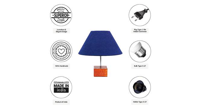 Vinny Blue Cotton Shade Table Lamp With Brown Mango Wood Base (Wooden & Blue) by Urban Ladder - Cross View Design 1 - 531790