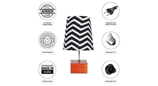 Helena Black & White Cotton Shade Table Lamp With Brown Mango Wood Base by Urban Ladder - Cross View Design 1 - 531791