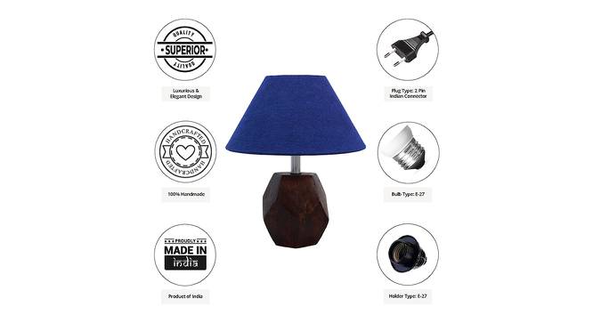 Ethan Blue Cotton Shade Table Lamp With Brown Mango Wood Base (Brown & Blue) by Urban Ladder - Cross View Design 1 - 531797