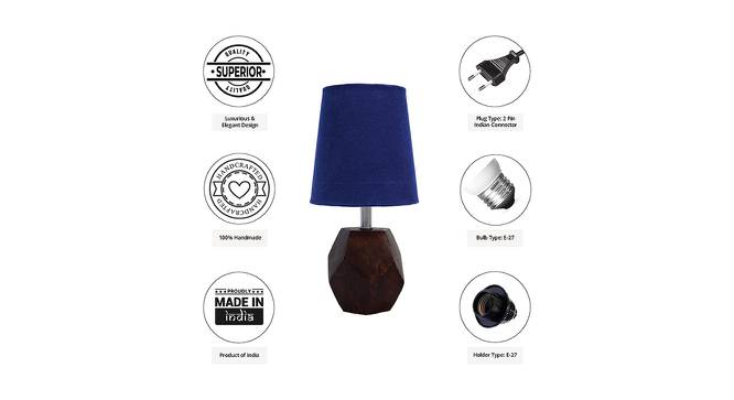 Adeline Blue Cotton Shade Table Lamp With Brown Mango Wood Base (Brown & Blue) by Urban Ladder - Cross View Design 1 - 531798