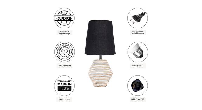 Andi Black Cotton Shade Table Lamp With Wooden White Mango Wood Base (Wooden White & Black) by Urban Ladder - Cross View Design 1 - 531803