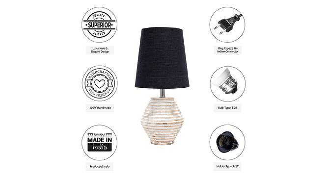 Kynlee Black Cotton Shade Table Lamp With Wooden White Mango Wood Base (Wooden White & Black) by Urban Ladder - Cross View Design 1 - 531804