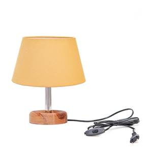 New Arrivals Home Decor Design Amilcare Gold Cotton Shade Table Lamp With Brown Mango Wood Base (Wooden & Gold)