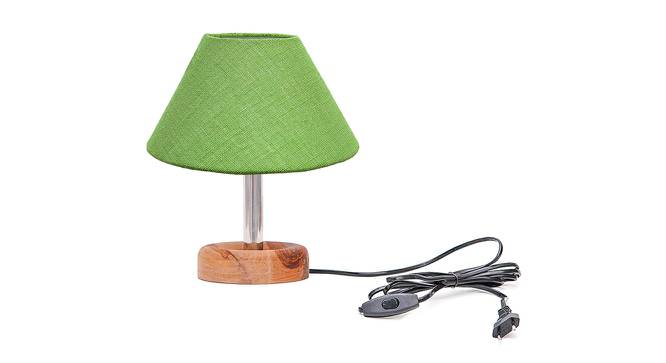 Allegra Light Green Jute Shade Table Lamp With Brown Mango Wood Base (Wooden & Light Green) by Urban Ladder - Front View Design 1 - 531857