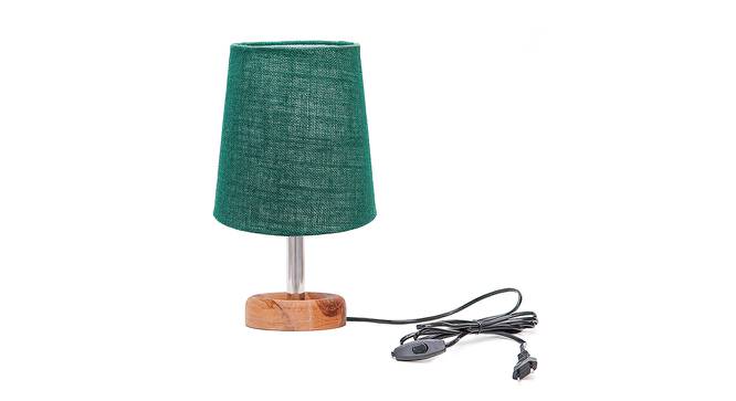 Geovanny Dark Green Jute Shade Table Lamp With Brown Mango Wood Base (Wooden & Dark Green) by Urban Ladder - Front View Design 1 - 531859
