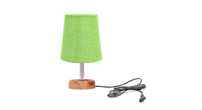 Blancha Light Green Jute Shade Table Lamp With Brown Mango Wood Base (Wooden & Light Green) by Urban Ladder - Front View Design 1 - 531860