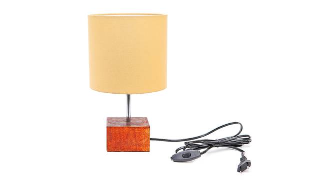 Waldo Gold Cotton Shade Table Lamp With Brown Mango Wood Base (Wooden & Gold) by Urban Ladder - Front View Design 1 - 531862
