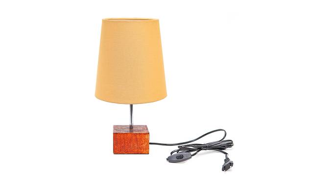 Jack Gold Cotton Shade Table Lamp With Brown Mango Wood Base (Wooden & Gold) by Urban Ladder - Front View Design 1 - 531865