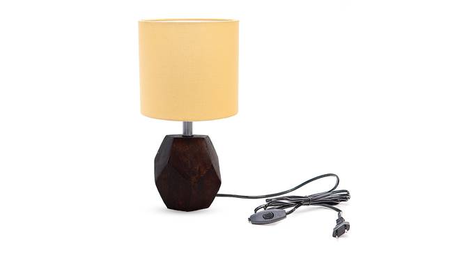 Avery Gold Cotton Shade Table Lamp With Brown Mango Wood Base (Brown & Gold) by Urban Ladder - Front View Design 1 - 531866