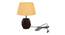 Alaina Gold Cotton Shade Table Lamp With Brown Mango Wood Base (Brown & Gold) by Urban Ladder - Front View Design 1 - 531867