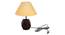 Ayla Gold Cotton Shade Table Lamp With Brown Mango Wood Base (Brown & Gold) by Urban Ladder - Front View Design 1 - 531868