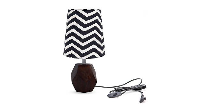 Atticus Black & White Cotton Shade Table Lamp With Brown Mango Wood Base by Urban Ladder - Front View Design 1 - 531869