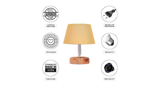 Amilcare Gold Cotton Shade Table Lamp With Brown Mango Wood Base (Wooden & Gold) by Urban Ladder - Cross View Design 1 - 531879