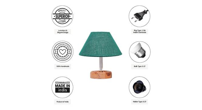 Nuncio Dark Green Jute Shade Table Lamp With Brown Mango Wood Base (Wooden & Dark Green) by Urban Ladder - Cross View Design 1 - 531880