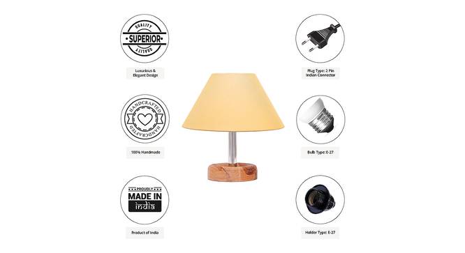 Gionna Gold Cotton Shade Table Lamp With Brown Mango Wood Base (Wooden & Gold) by Urban Ladder - Cross View Design 1 - 531882