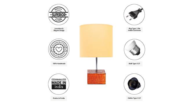 Waldo Gold Cotton Shade Table Lamp With Brown Mango Wood Base (Wooden & Gold) by Urban Ladder - Cross View Design 1 - 531886