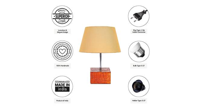 Koda Gold Cotton Shade Table Lamp With Brown Mango Wood Base (Wooden & Gold) by Urban Ladder - Cross View Design 1 - 531887