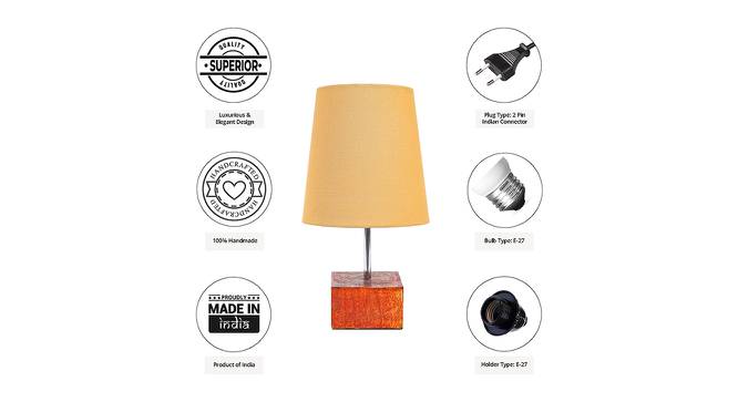 Jack Gold Cotton Shade Table Lamp With Brown Mango Wood Base (Wooden & Gold) by Urban Ladder - Cross View Design 1 - 531889