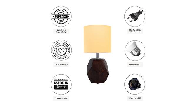 Avery Gold Cotton Shade Table Lamp With Brown Mango Wood Base (Brown & Gold) by Urban Ladder - Cross View Design 1 - 531890