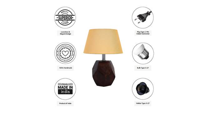 Alaina Gold Cotton Shade Table Lamp With Brown Mango Wood Base (Brown & Gold) by Urban Ladder - Cross View Design 1 - 531891