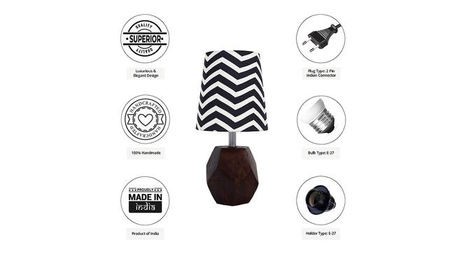 Atticus Black & White Cotton Shade Table Lamp With Brown Mango Wood Base by Urban Ladder - Cross View Design 1 - 531893