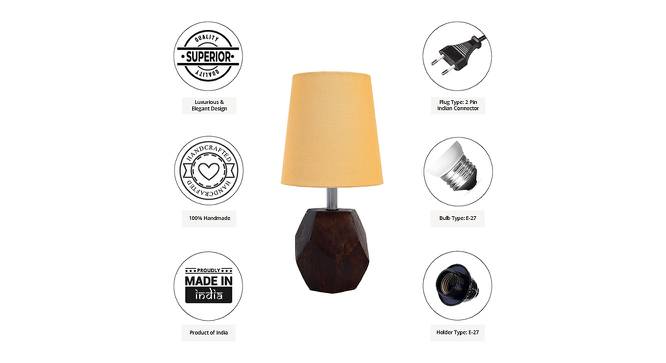 Alana Gold Cotton Shade Table Lamp With Brown Mango Wood Base (Brown & Gold) by Urban Ladder - Cross View Design 1 - 531894