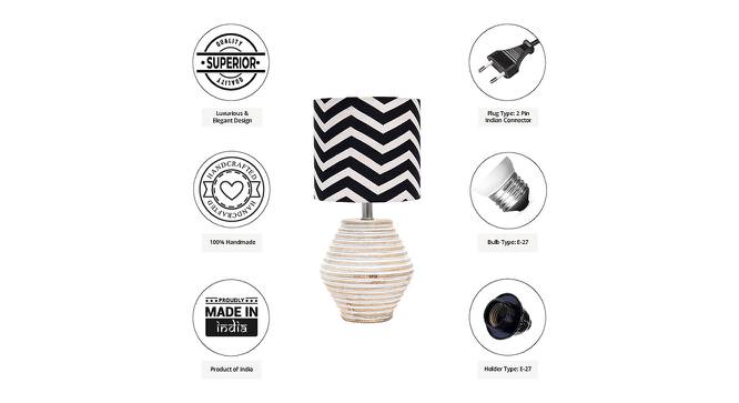 Abigail Black & White Cotton Shade Table Lamp With Wooden White Mango Wood Base by Urban Ladder - Cross View Design 1 - 531895