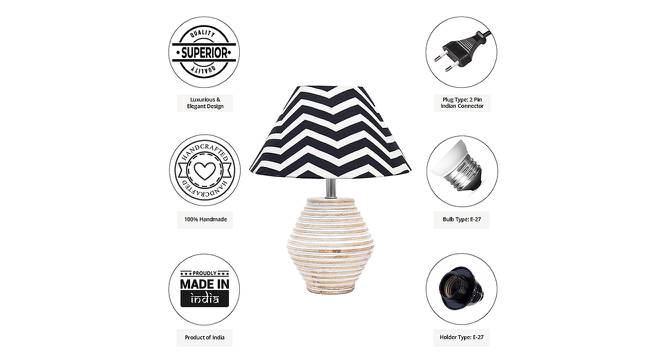 Leilany Black & White Cotton Shade Table Lamp With Wooden White Mango Wood Base by Urban Ladder - Cross View Design 1 - 531899