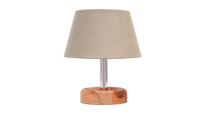 Cianna Grey Cotton Shade Table Lamp With Brown Mango Wood Base (Wooden & Grey) by Urban Ladder - Front View Design 1 - 531952