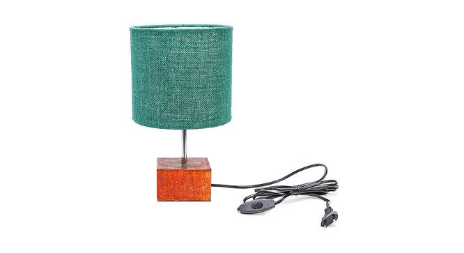 Ugo Dark Green Jute Shade Table Lamp With Brown Mango Wood Base (Wooden & Dark Green) by Urban Ladder - Front View Design 1 - 531953