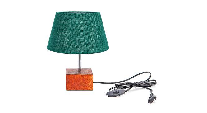 Walter Dark Green Jute Shade Table Lamp With Brown Mango Wood Base (Wooden & Dark Green) by Urban Ladder - Front View Design 1 - 531955