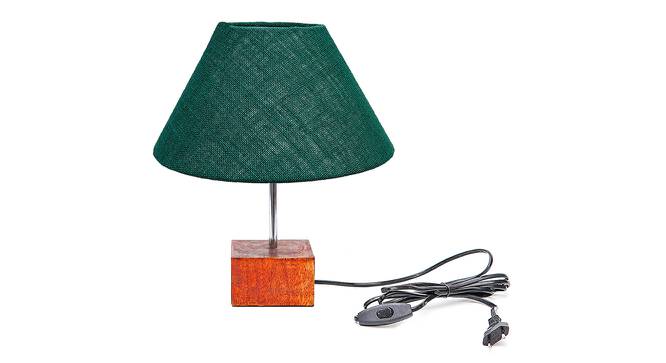 Kosmo Dark Green Jute Shade Table Lamp With Brown Mango Wood Base (Wooden & Dark Green) by Urban Ladder - Front View Design 1 - 531957