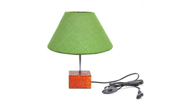 Bosco Light Green Jute Shade Table Lamp With Brown Mango Wood Base (Wooden & Light Green) by Urban Ladder - Front View Design 1 - 531958