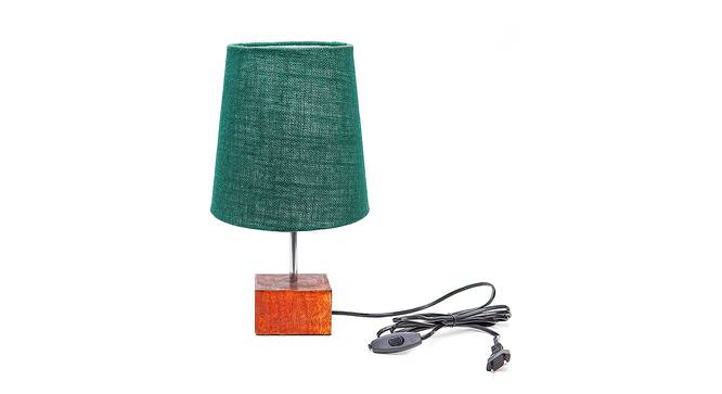 Yin Dark Green Jute Shade Table Lamp With Brown Mango Wood Base (Wooden & Dark Green) by Urban Ladder - Front View Design 1 - 531959