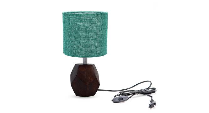 Walt Dark Green Jute Shade Table Lamp With Brown Mango Wood Base (Brown & Dark Green) by Urban Ladder - Front View Design 1 - 531961