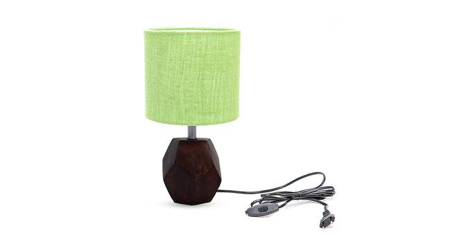 Maria Light Green Jute Shade Table Lamp With Brown Mango Wood Base (Brown & Light Green) by Urban Ladder - Front View Design 1 - 531962