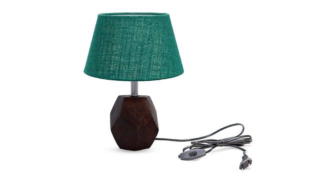 Liam Dark Green Jute Shade Table Lamp With Brown Mango Wood Base (Brown & Dark Green) by Urban Ladder - Front View Design 1 - 531963